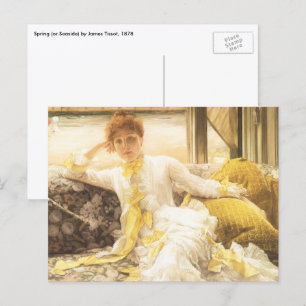 Spring (Seaside) by James Tissot, Vintage Portrait Postkarte