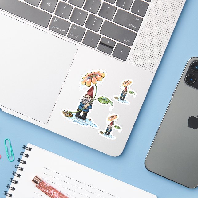 Spring Showers Custom-Cut Vinyl Sticker (Laptop mit iPhone)