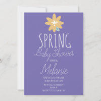 Spring Simple Floral Lila Baby Dusche Einladung