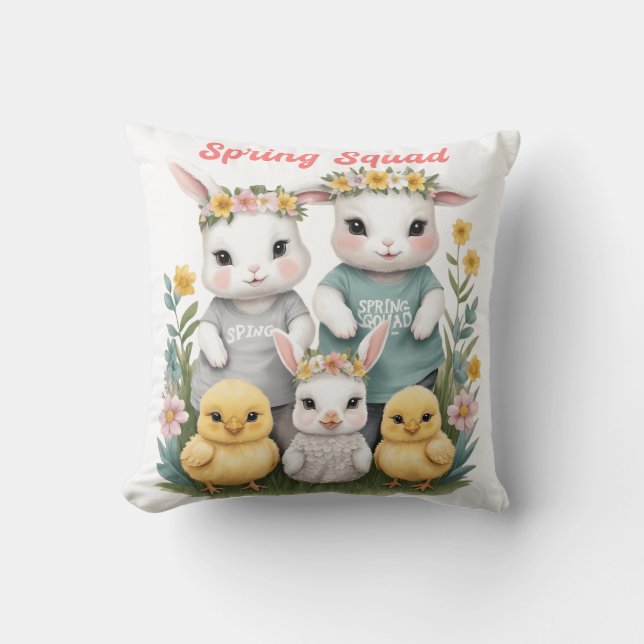 Spring Squad Niedlich Bunny & Chick Oaster Kissen (Vorderseite)