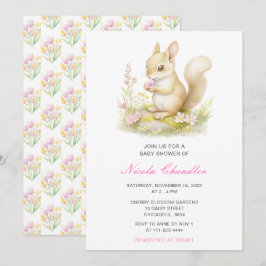 Spring Squirrel Baby Dusche Einladung