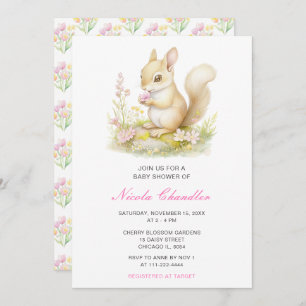 Spring Squirrel Baby Dusche Einladung
