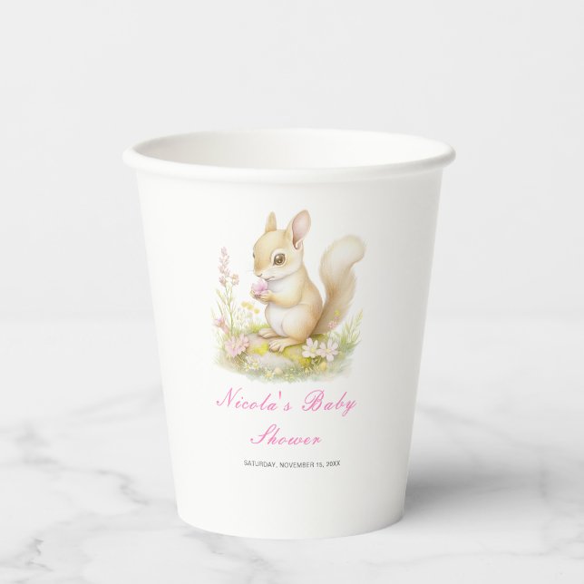 Spring Squirrel Baby Dusche Pappbecher (Vorderseite)