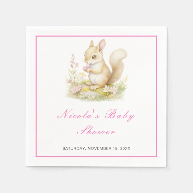 Spring Squirrel Baby Dusche Serviette (Vorderseite)