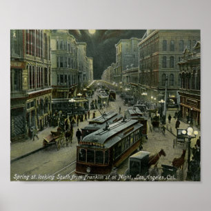 Spring St., Los Angeles, Kalifornien 1908 Vintage Poster