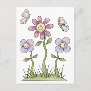 Spring Stuff ・ Purple Flowers & Butterfells Postkarte