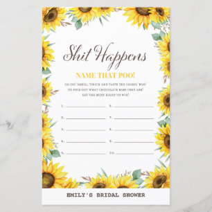 Spring Sunflower Baby Shower Game DRUCKT