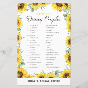 Spring Sunflower Brautparty Game DRUCKT
