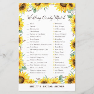 Spring Sunflower Brautparty Game DRUCKT