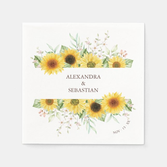 Spring Sunflower Wedding Napkins Serviette (Vorderseite)