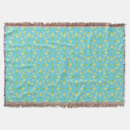 Spring Sunshine Daffodils Sky Blue Throw Blanket Decke