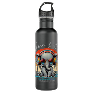 Spring Sunshine und Ele-fun Retro Beach Abenteuer Edelstahlflasche