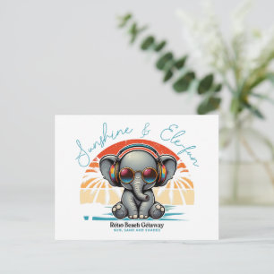 Spring Sunshine und Ele-fun Retro Beach Abenteuer Feiertagspostkarte