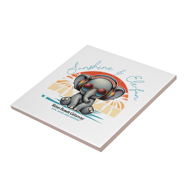 Spring Sunshine und Ele-fun Retro Beach Abenteuer Fliese (Seite)