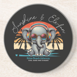 Spring Sunshine und Ele-fun Retro Beach Abenteuer Getränkeuntersetzer