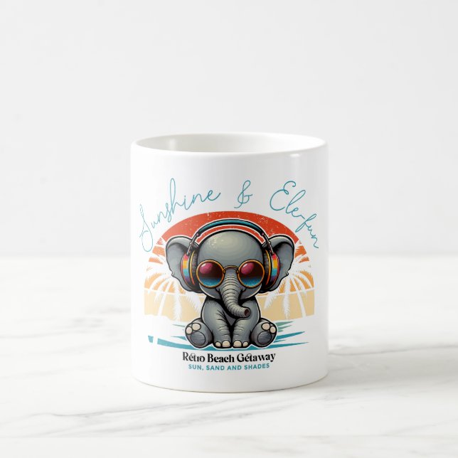 Spring Sunshine und Ele-fun Retro Beach Abenteuer Kaffeetasse (Mittel)