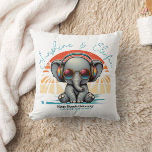 Spring Sunshine und Ele-fun Retro Beach Abenteuer Kissen