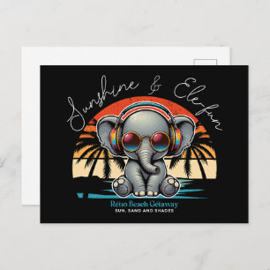 Spring Sunshine und Ele-fun Retro Beach Abenteuer Postkarte