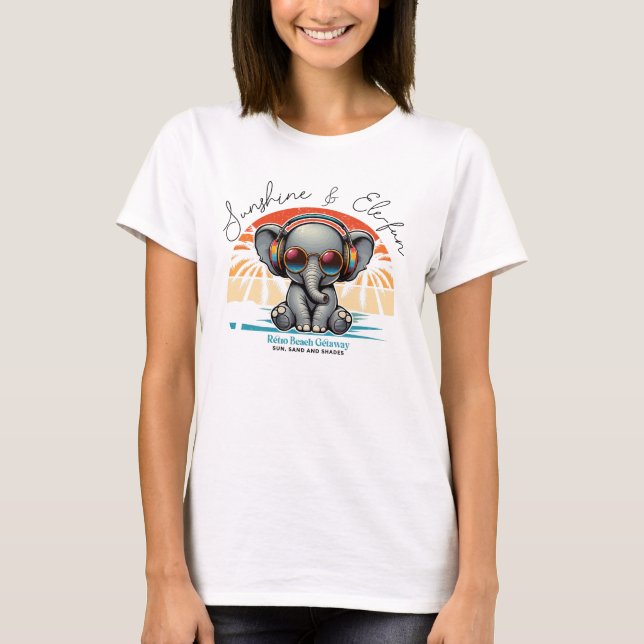 Spring Sunshine und Ele-fun Retro Beach Abenteuer T-Shirt (Vorderseite)