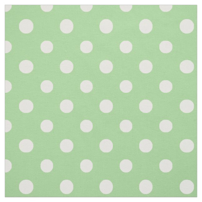 Spring Sunshine White auf Green Polka Dots Fabric Stoff (Muster)