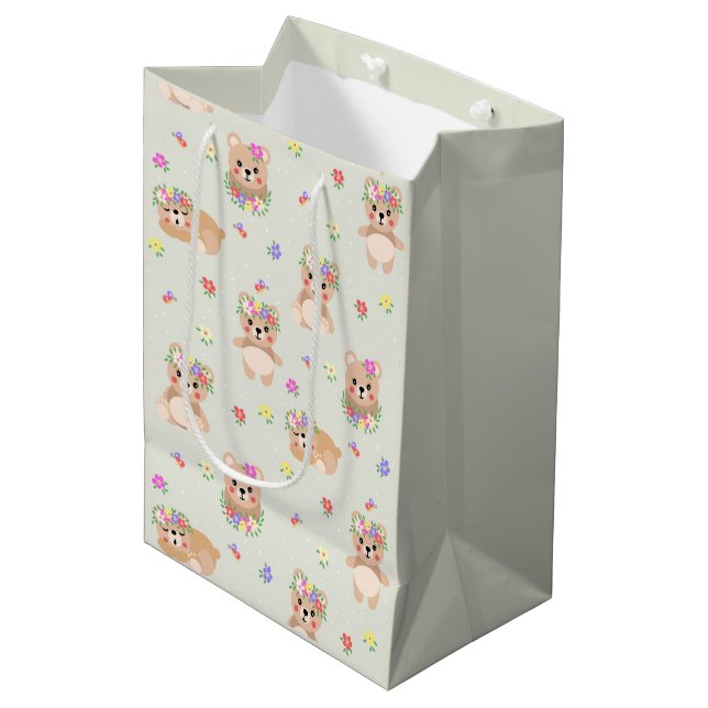 Spring teddy bear mittlere geschenktüte (Vorderseite Schrägansicht)