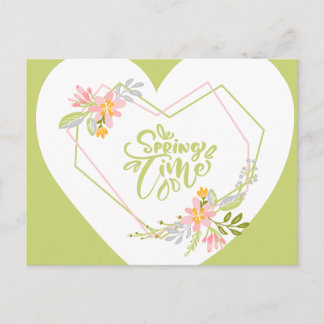 Spring Time Floral Heart Greeting Card Postkarte