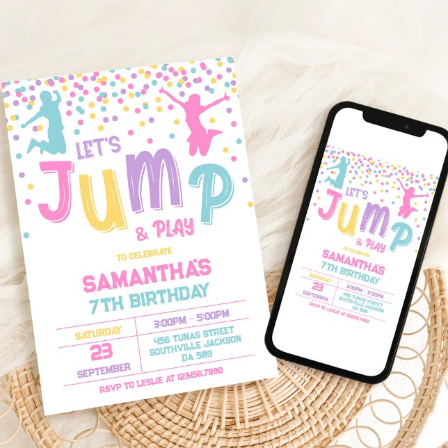 Spring Trampolin Sprünge Party Kinder Geburtstag Einladung (Von Creator hochgeladen)