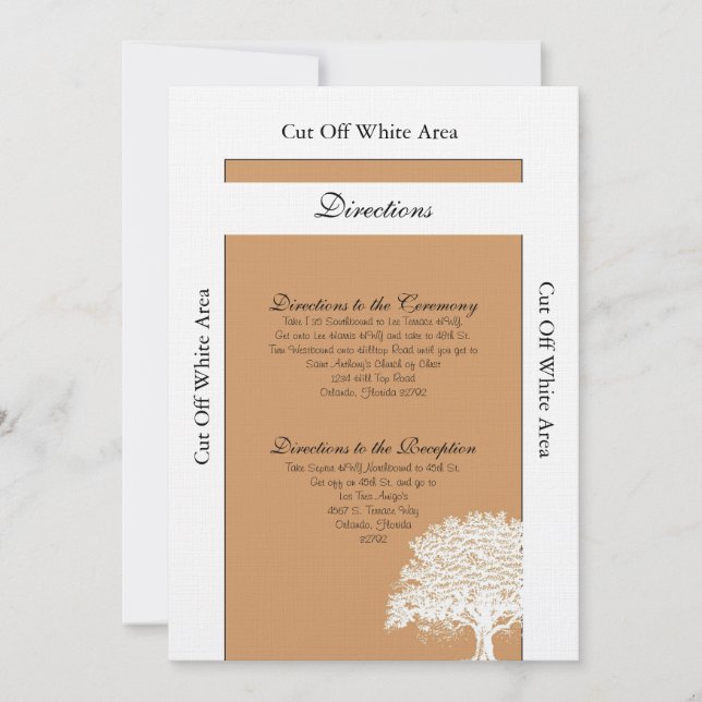 Spring Tree Brown/White Wedding Directions Card Einladung (Vorderseite)