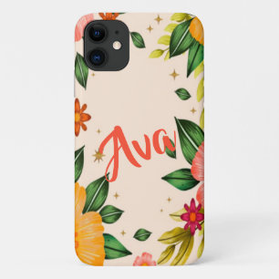 Spring Tropical Floral Individuelle Name Case-Mate iPhone Hülle