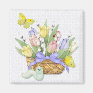 Spring Tulip Basket Magnet