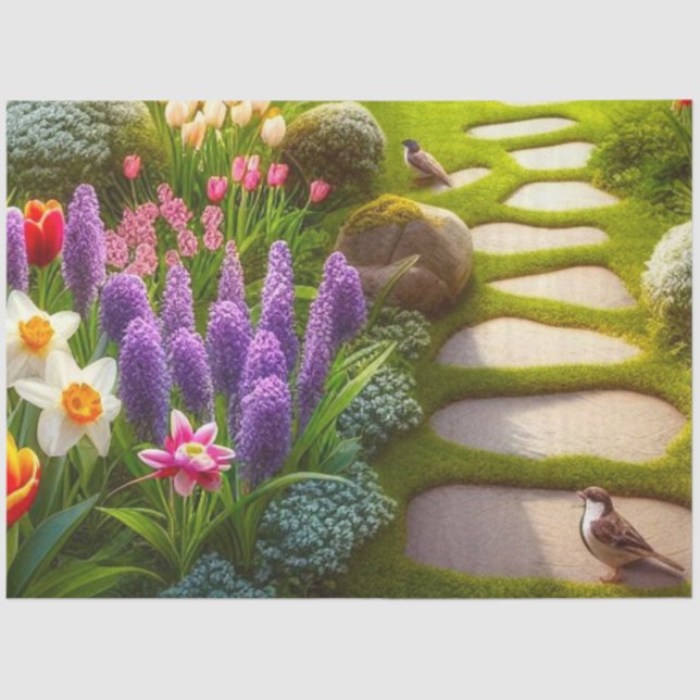 Spring Tulip Daffodils Hyacinth FloralTissue Paper Seidenpapier (Vorderseite)