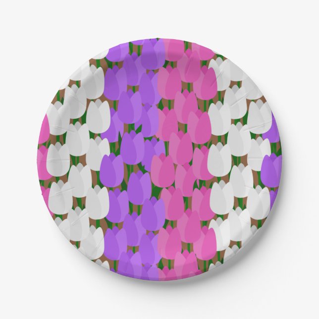 Spring Tulip Field Pappteller (Vorderseite)