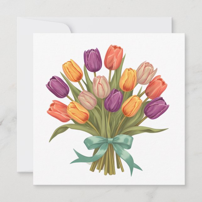 Spring Tulips Bouquet Einladung (Vorderseite)
