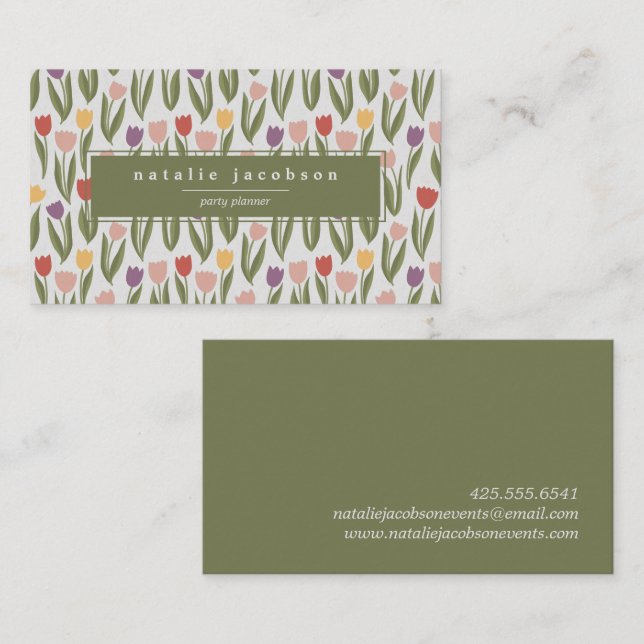 Spring Tulips Business Card Visitenkarte (Vorne/Hinten)