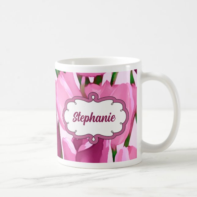 Spring Tulips Individuelle Name Muttertagsgeschenk Kaffeetasse (Rechts)
