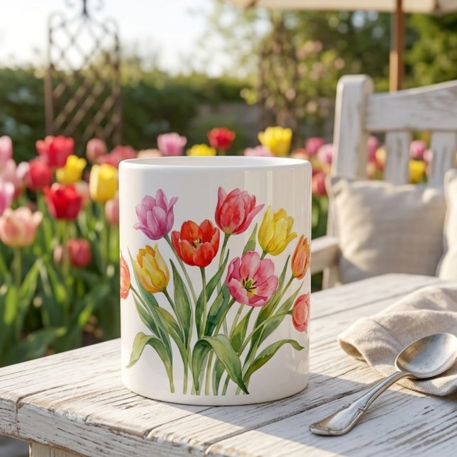 Spring tulips Specialty Mug Jumbo-Tasse (Von Creator hochgeladen)