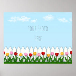 Spring Tulips White Picket Zaun Custom Foto Poster