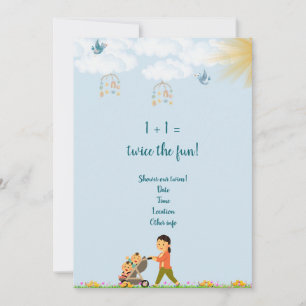 Spring Twin Baby Shower Einladung