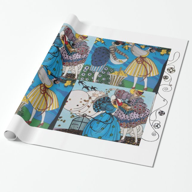 SPRING UND SOMMER ART DECO SCHÖNHEIT FASHION KOSTE GESCHENKPAPIER (Ungerollt)