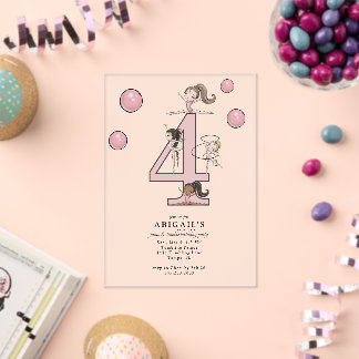 Spring- und Turn-Gymnastik zum 4. Geburtstag Acryleinladungen
