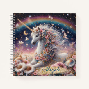 Spring Unicorn Magical Night Scene 3 - Personalisi Notizbuch