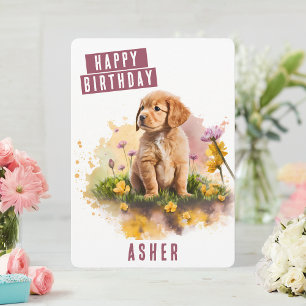 Spring vibes Puppy Birthday Card Feiertagskarte