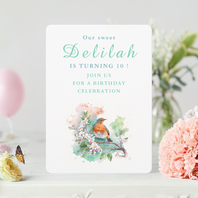 Spring vibes Robin - Birthday Invasioncard Einladung (Von Creator hochgeladen)