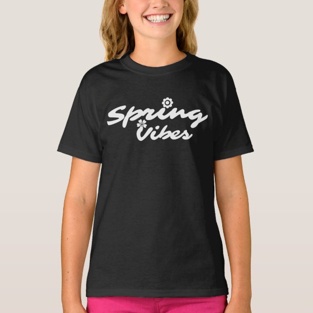 SPRING VIBES WHITE TYPOGRAPHIE T-Shirt (Vorderseite)