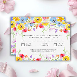 Spring Vibranding Watercolor Blume QR Code Hochzei RSVP Karte
