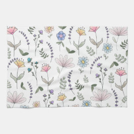 Spring Wassercolor Doodle-Blume Geschirrtuch