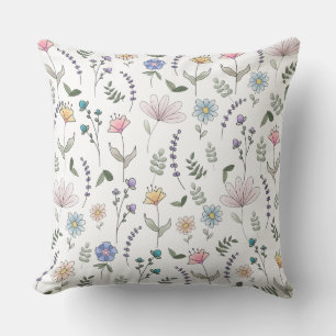 Spring Wassercolor Doodle-Blume Kissen
