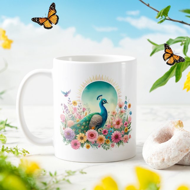 Spring Wassercolor Peacock - Kid-Tasse Kaffeetasse (Von Creator hochgeladen)