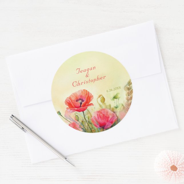 Spring Watercolor Blume Boho Wedding Runder Aufkleber (Umschlag)