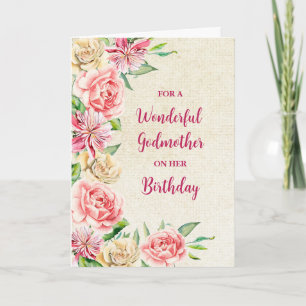 Spring Watercolor Blume Godmutter Geburtstag Karte